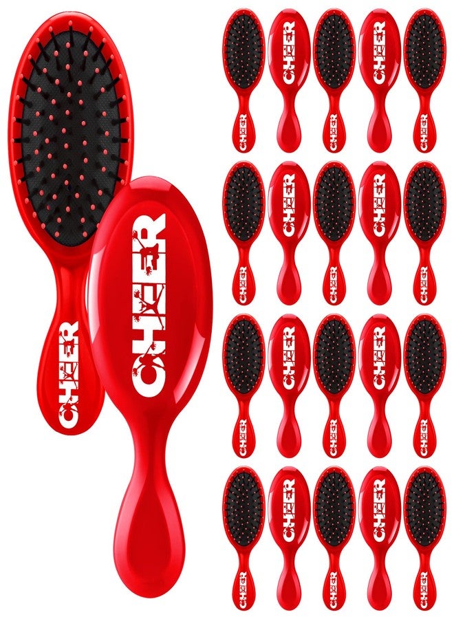 SiliFine 20 Pack Cheer Mini Hair Brushes Bulk Cheer Gifts Bulk for Team Detangling Hair Brushes Plastic with Bristles for Cheerleader Team Sport Valentine Gifts for Women(Red) - Image 1